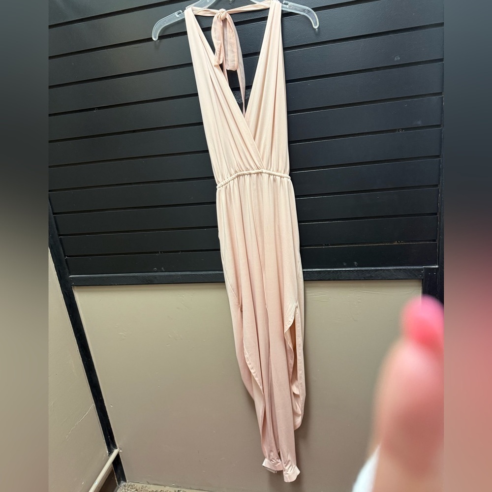 Dance & Marvel Blush Pink Open Back Halter Jumpsuit Size M